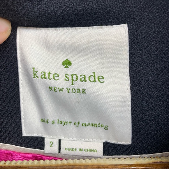 Kate Spade Wool Tiera Coat Black Pink 2 - Picture 3 of 8